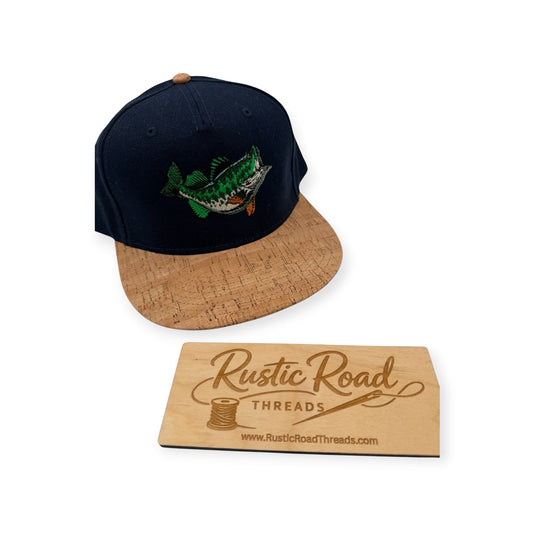 Geneva Lake Smallmouth Bass Embroidered Cork Bill Baseball Cap