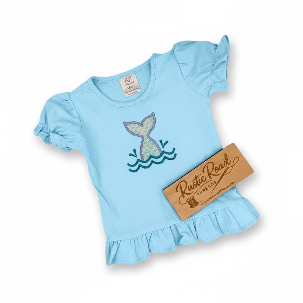 Girls Iridescent Mermaid Scales Applique Shirt