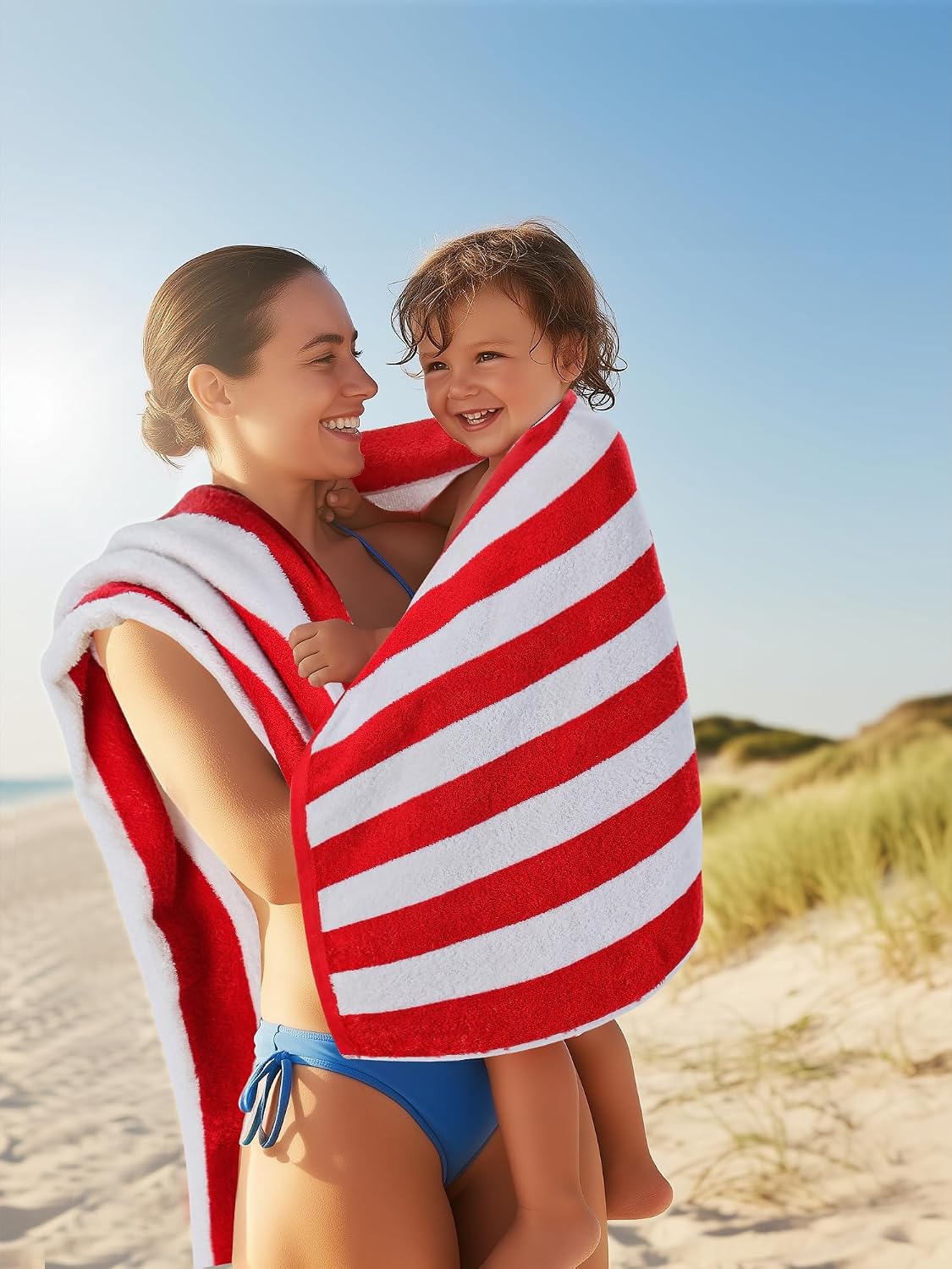 Personalized Cabana Stripe Embroidered Beach Towel