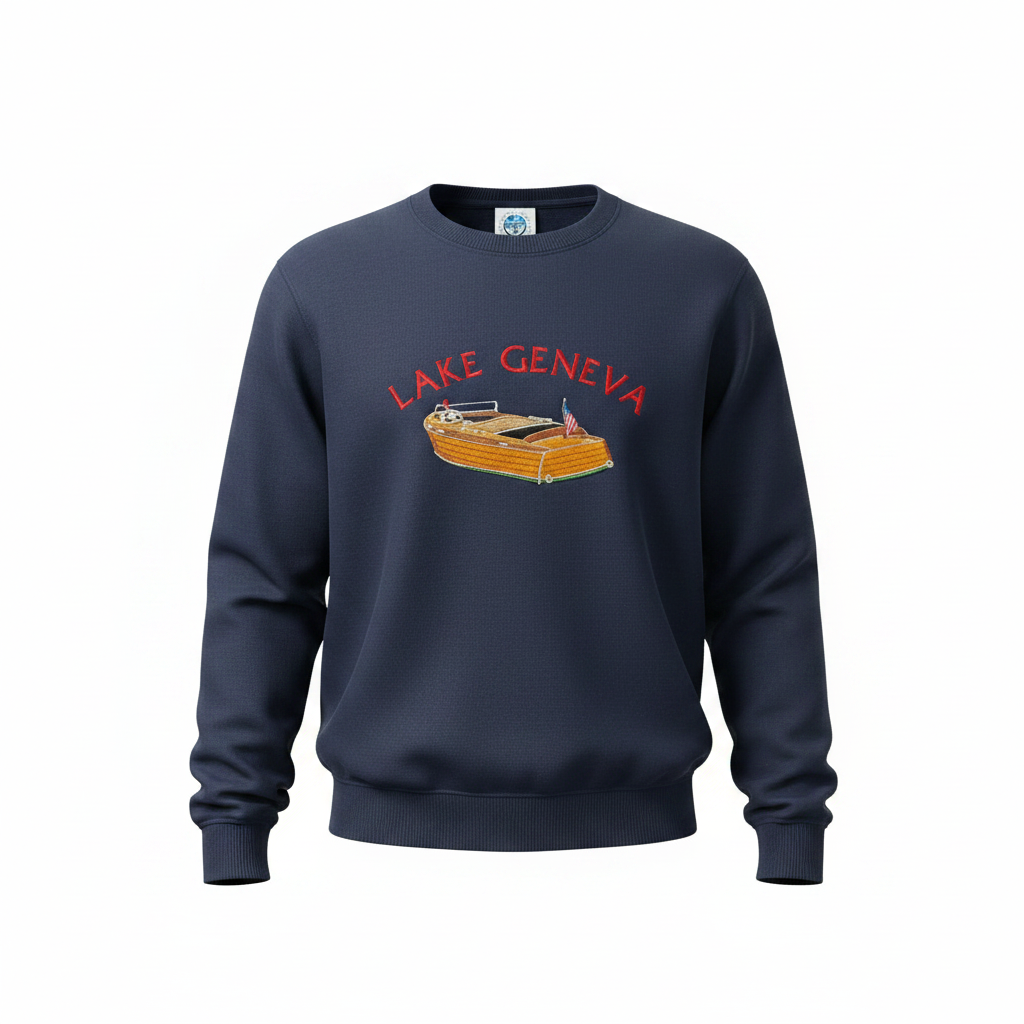 Woody Boat Sweatshirt | Embroidered Crewneck | Customized Text