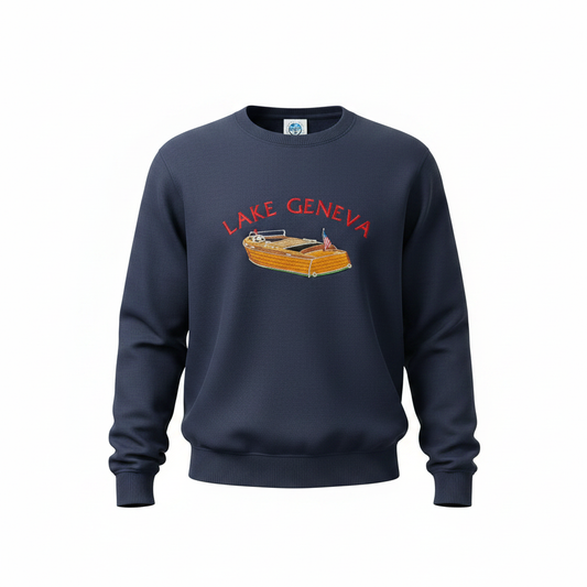 Woody Boat Sweatshirt | Embroidered Crewneck | Customized Text